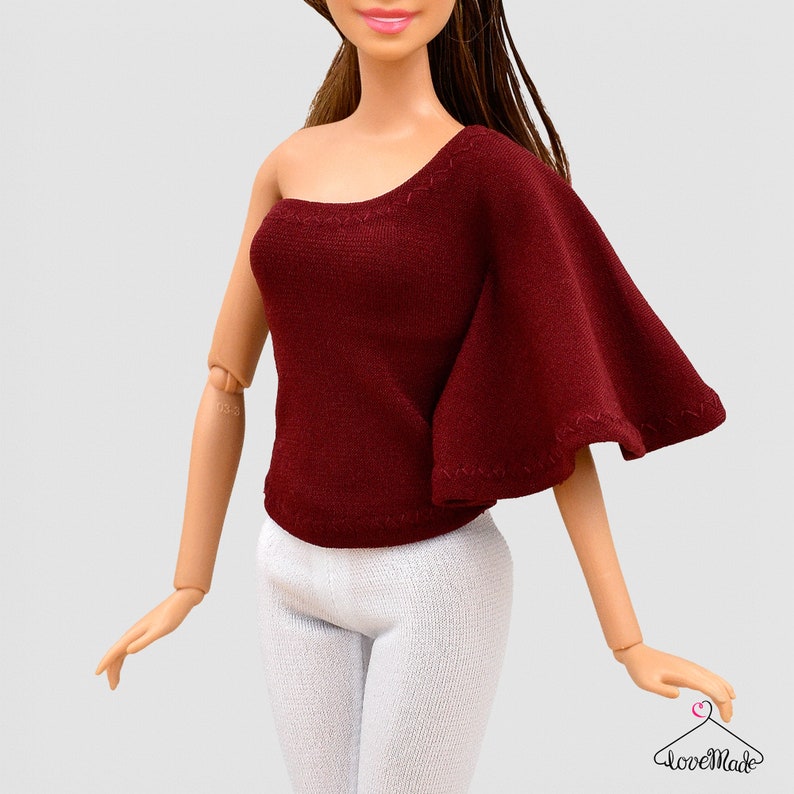 Fashion Doll Top 015 Color of your choice One Sleeve Doll Shirt Handmade Clothes For 11.5 inch Fashion Dolls Lovemade image 3