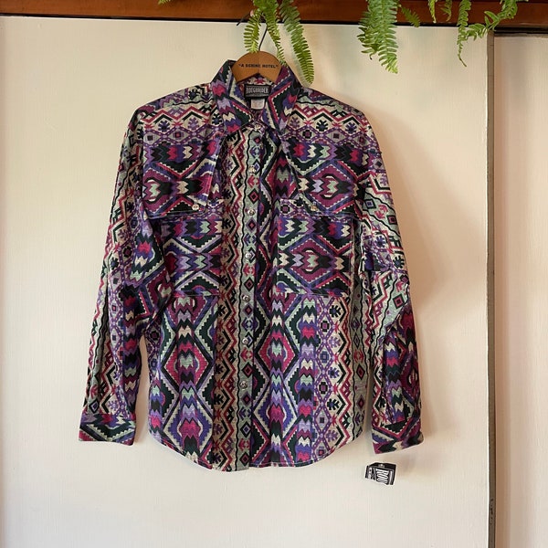 Vintage 90’s Rough Rider Deadstock Western Top Colorful Southwestern Button Up