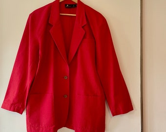 Vintage 90’s Liz Claiborne Lizsport red linen blend blazer size M perfect color