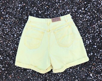 yellow jean shorts womens