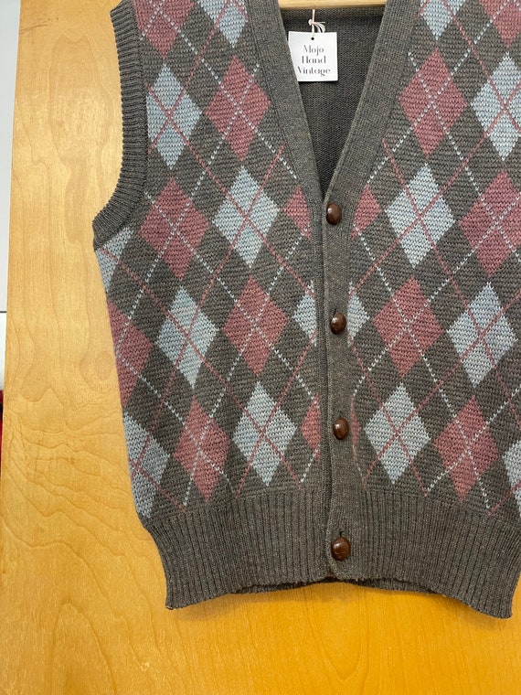 Vintage 90’s Argyle sweater vest size M Grandpa S… - image 5