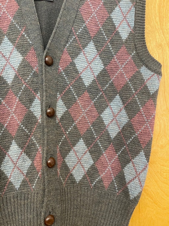 Vintage 90’s Argyle sweater vest size M Grandpa S… - image 9