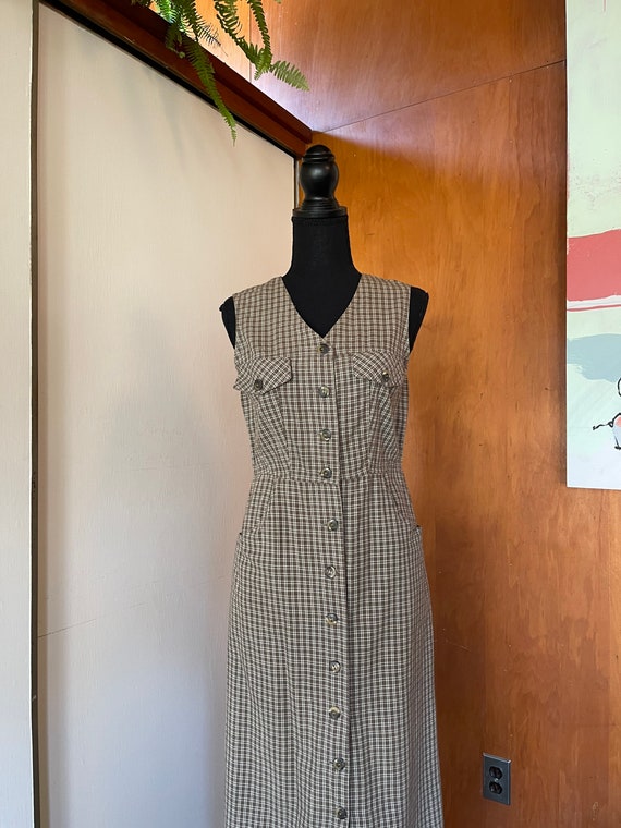 90's All That Jazz Floral Midi Dress Olive Green Pla… Gem