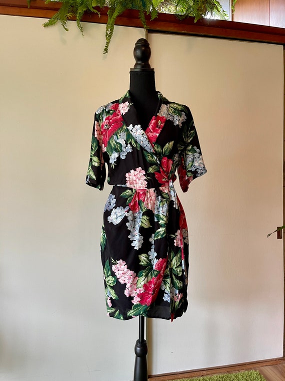 Vintage 90’s Carol Anderson wrap dress dark flora… - image 6