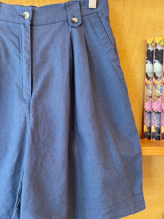 Vintage 90’s Slate Blue linen blend high waisted … - image 8