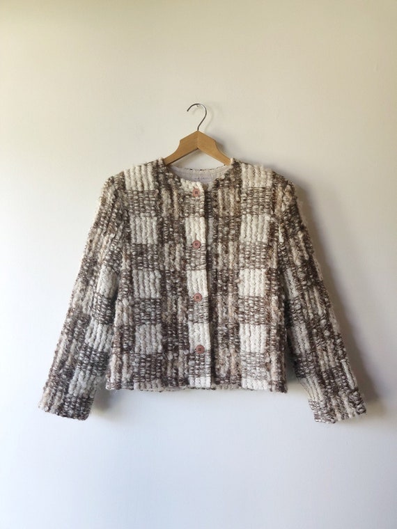 Vintage 50s/60s textured nubby earthtone jacket si