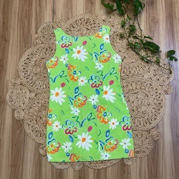 Vintage 90's bright colorful floral print mini dress size XL