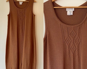 Vintage ST. JOHN Sport Gingerbread Brown Knit Dress Size M