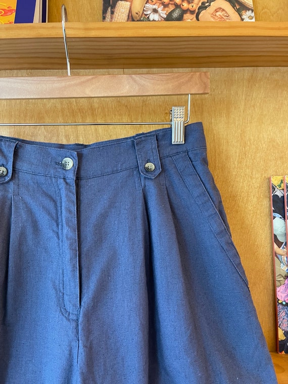 Vintage 90’s Slate Blue linen blend high waisted … - image 9