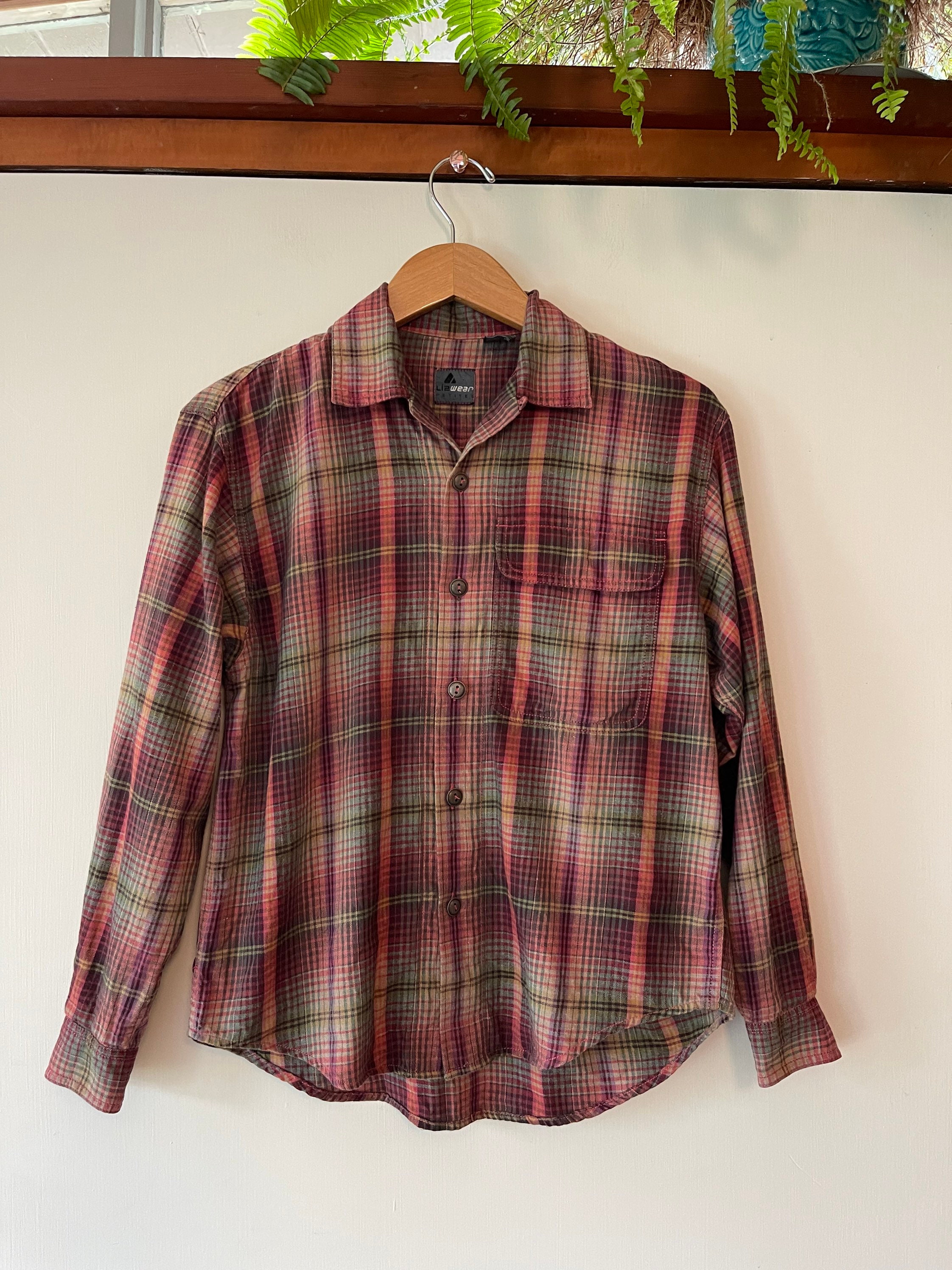 LIZ claiborne vintage shirt ヴィンテージ 綿 シャツ Vintage 90's Liz Claiborne LIZWEAR Autumnal Plaid Top Print