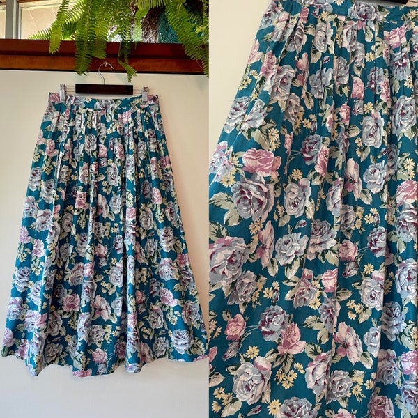 Teal Rose Skirt - Etsy