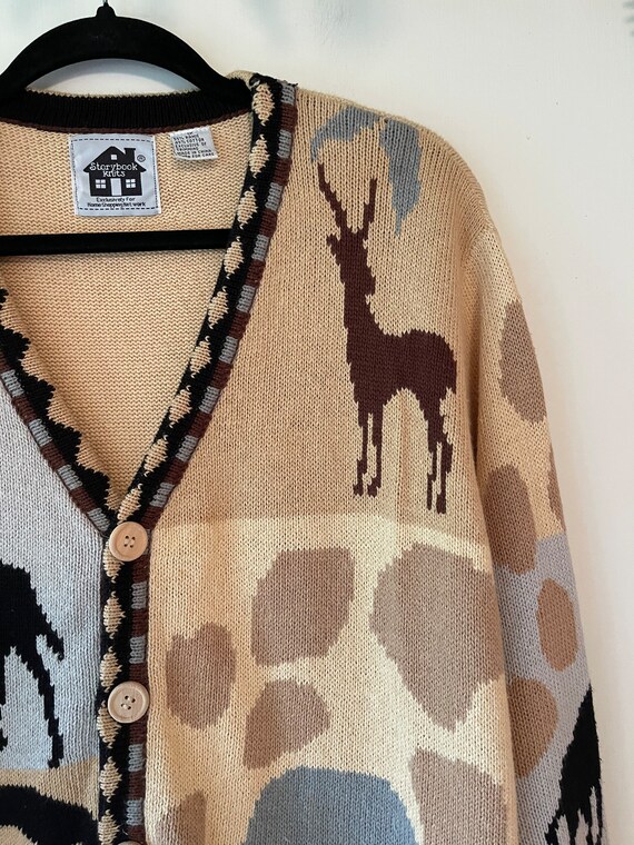 Vintage 90’s Safari Animal Cardigan Sweater size … - image 4