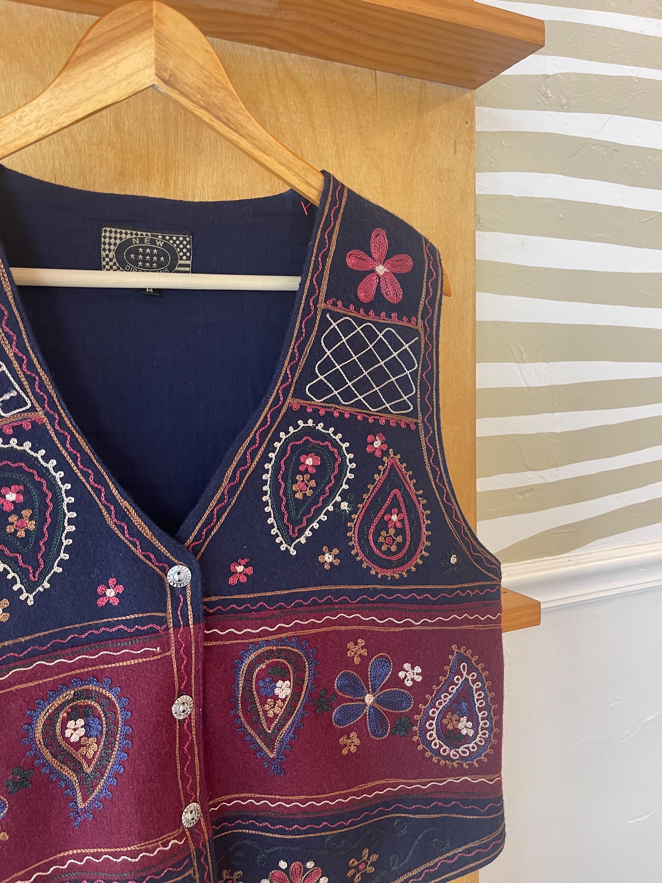 ヴィンテージ 90年代 ウールブレンド フローラル ペイズリー 刺繍 