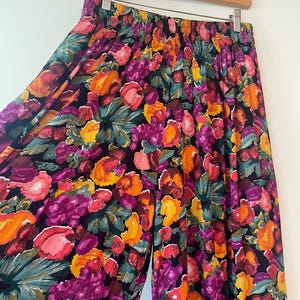 Vintage 90’s Carole Little Fruit Print colorful Palazzo Pants wide leg size 14 with pockets