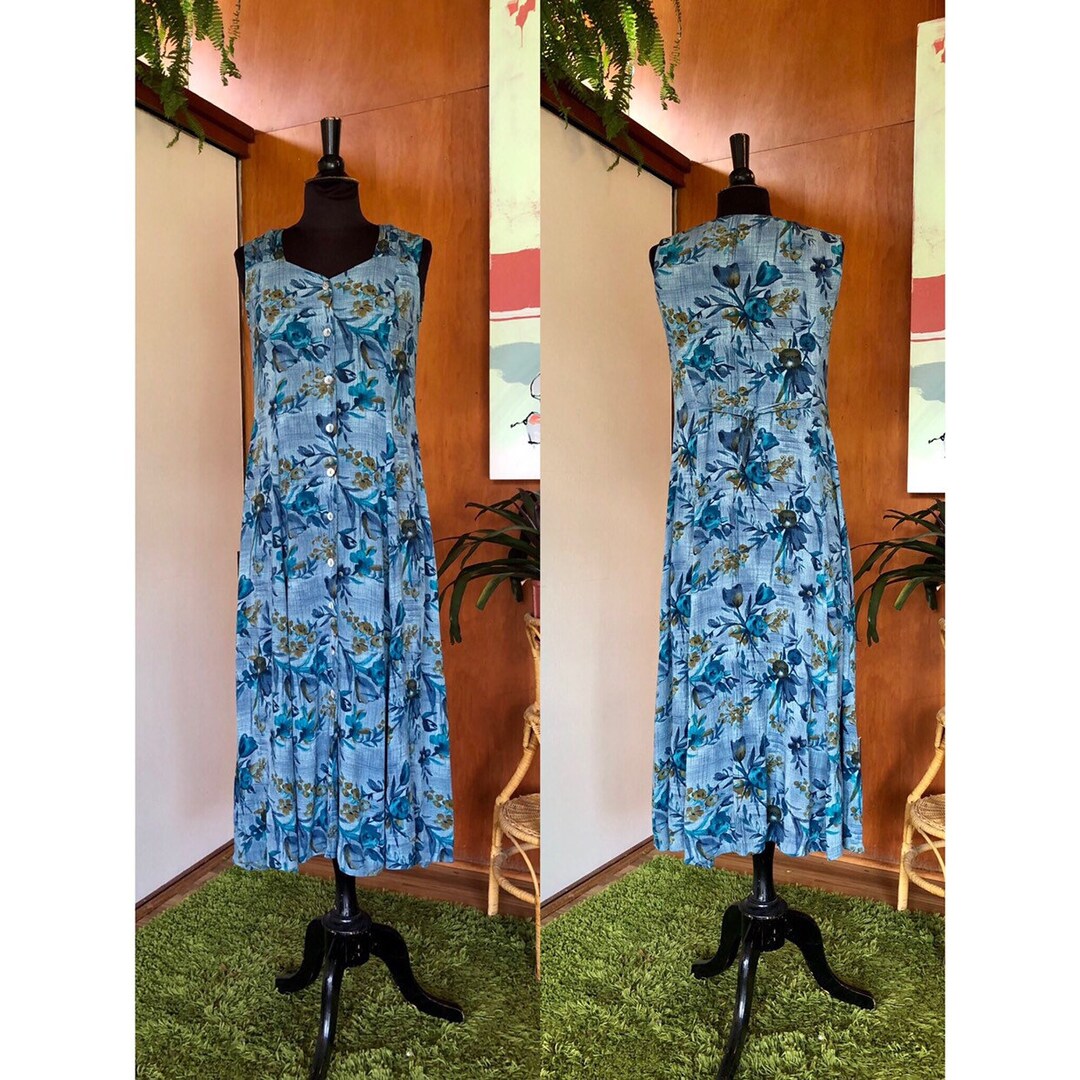 Women's Vintage 1990's Rayon Floral Midi Dress Size 4 - Etsy