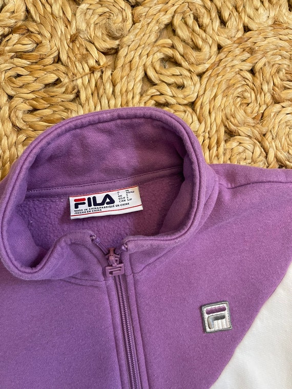 Vintage 90’s FILA Sweatshirt purple white gray si… - image 5