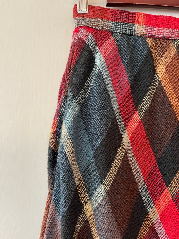 Vintage 80’s colorful plaid skirt textured cotton… - image 5