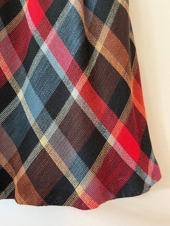 Vintage 80’s colorful plaid skirt textured cotton… - image 8