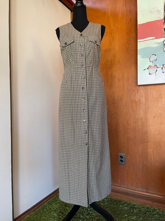 90's All That Jazz Floral Midi Dress Olive Green Pla… Gem