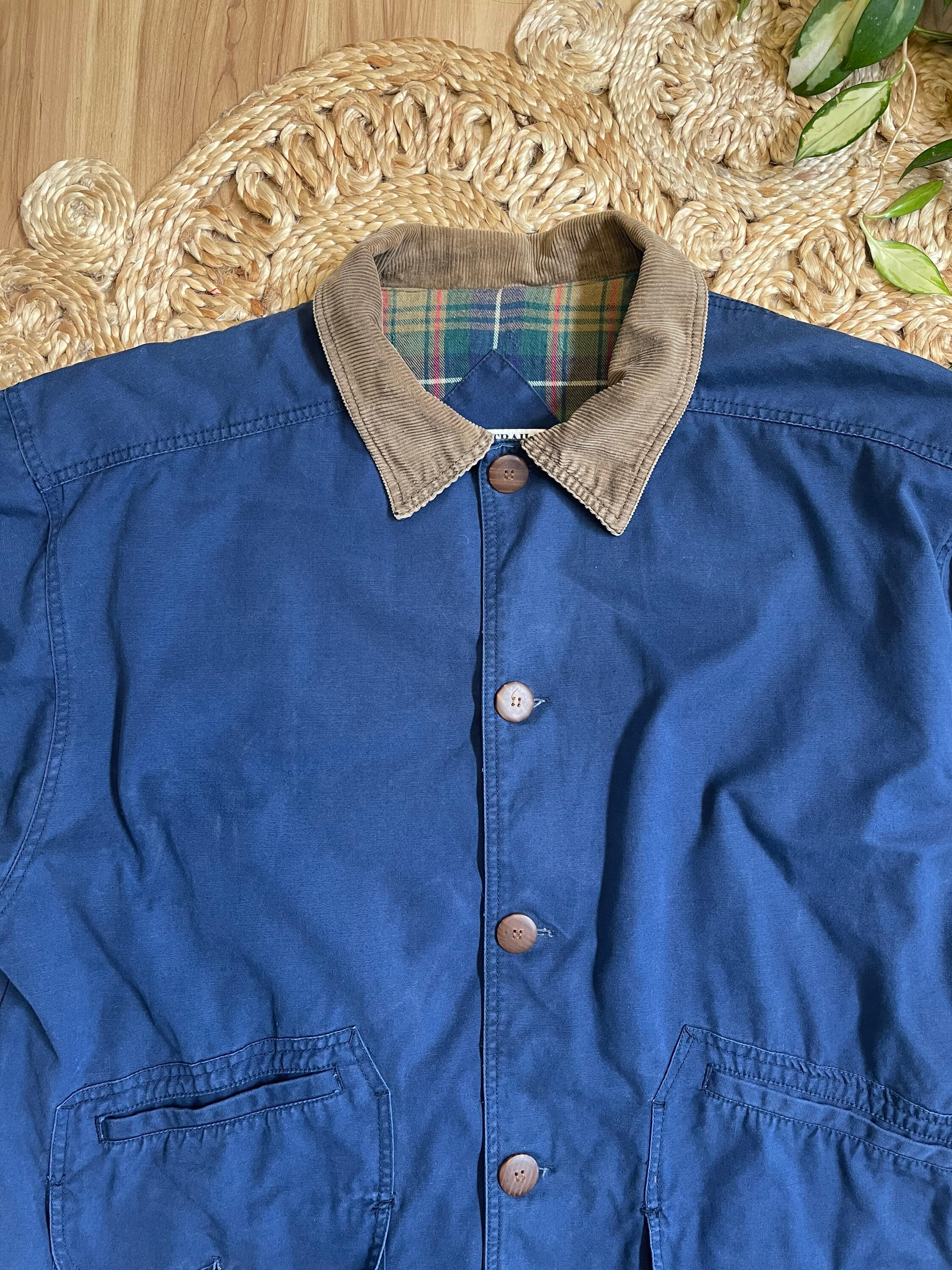 Vintage 90s Women's Chore Jacket Navy Blue Canvas with | Etsy