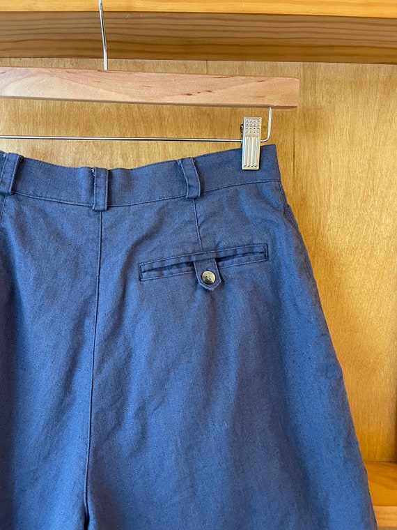 Vintage 90’s Slate Blue linen blend high waisted … - image 4