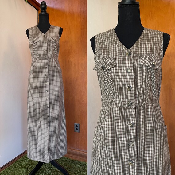 90's All That Jazz Floral Midi Dress Olive Green Pla… Gem