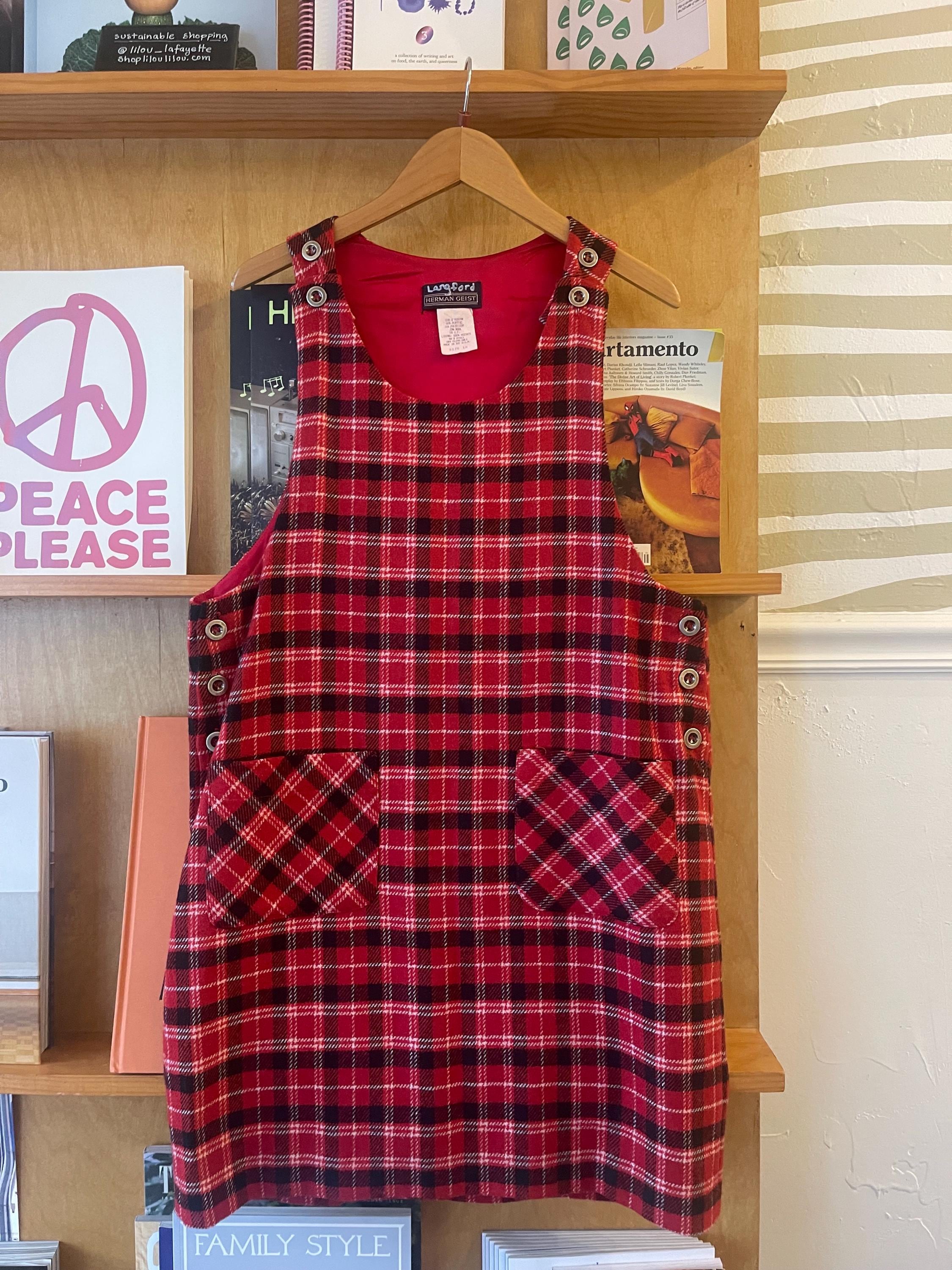 open lace back dress Red Plaid Bow Neck Mini Dress - All Dresses