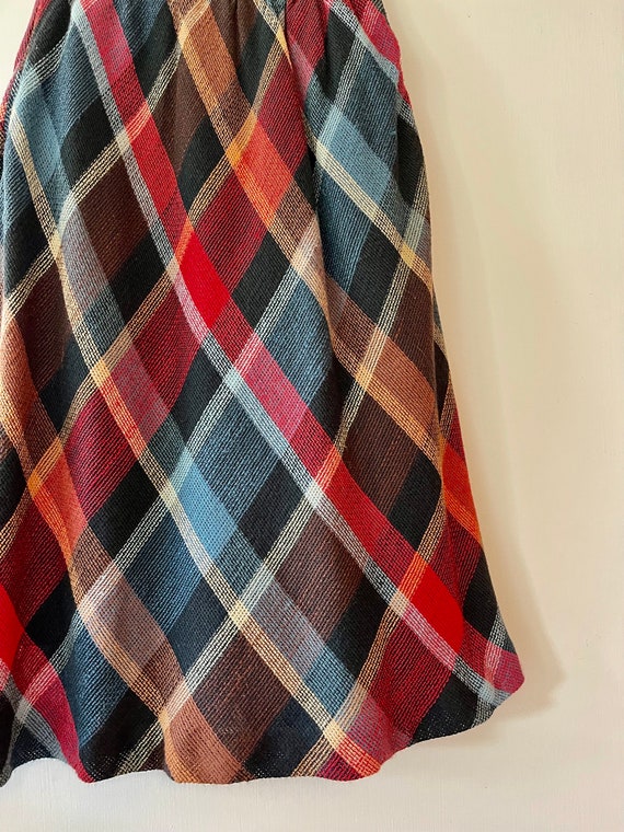 Vintage 80’s colorful plaid skirt textured cotton… - image 10