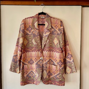 Women&#39;s Vintage 90&#39;s Colorful Jacket Southwestern Blanket Coat Blazer by CLIO