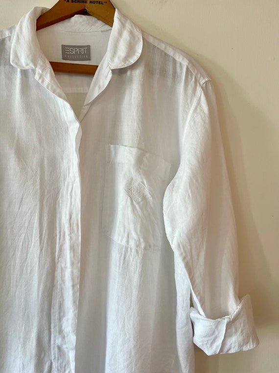 Vintage ESPRIT COLLECTION white linen blend Butto… - image 4