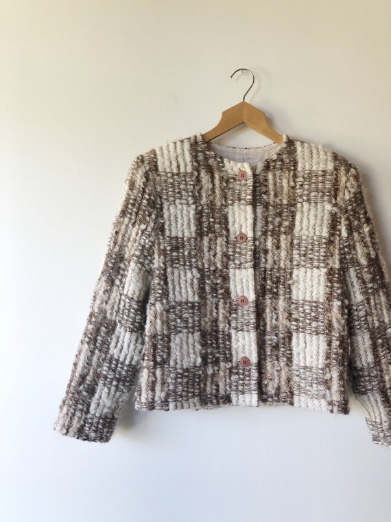 Vintage 50s/60s textured nubby earthtone jacket s… - image 8