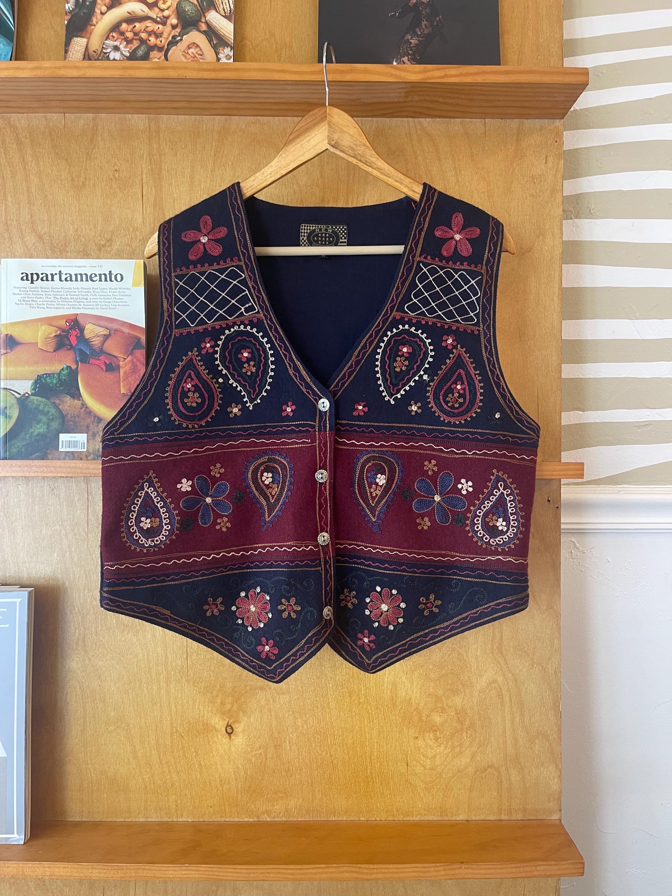 ヴィンテージ 90年代 ウールブレンド フローラル ペイズリー 刺繍 