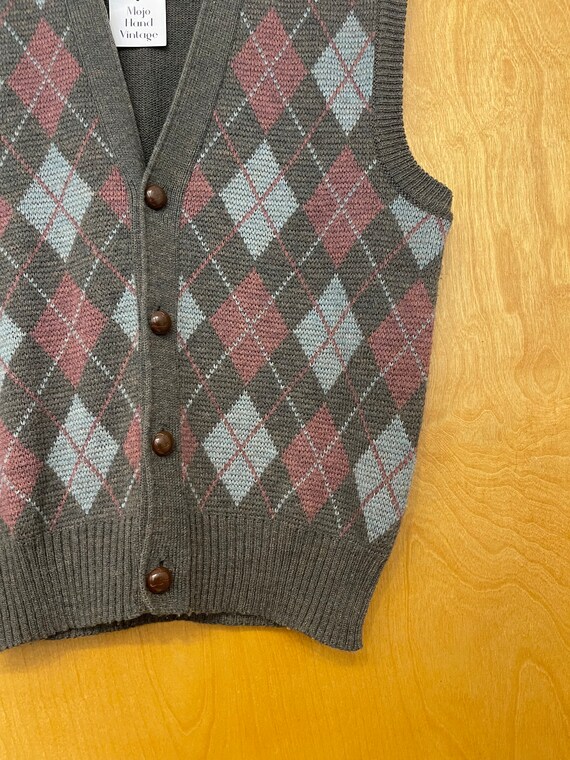 Vintage 90’s Argyle sweater vest size M Grandpa S… - image 6