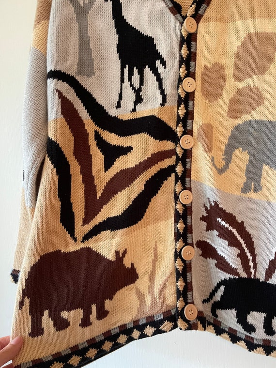 Vintage 90’s Safari Animal Cardigan Sweater size … - image 5