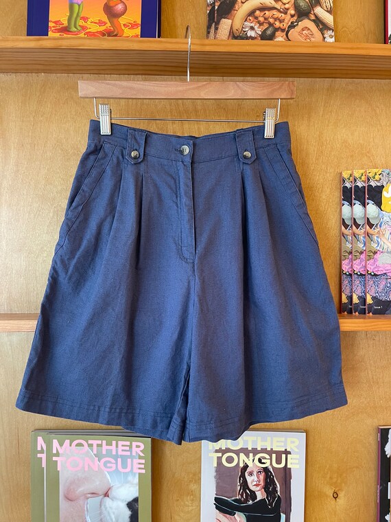 Vintage 90’s Slate Blue linen blend high waisted … - image 7