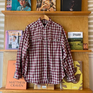 Vintage 90’s Liz Claiborne Red Plaid Top print size L cotton long sleeve
