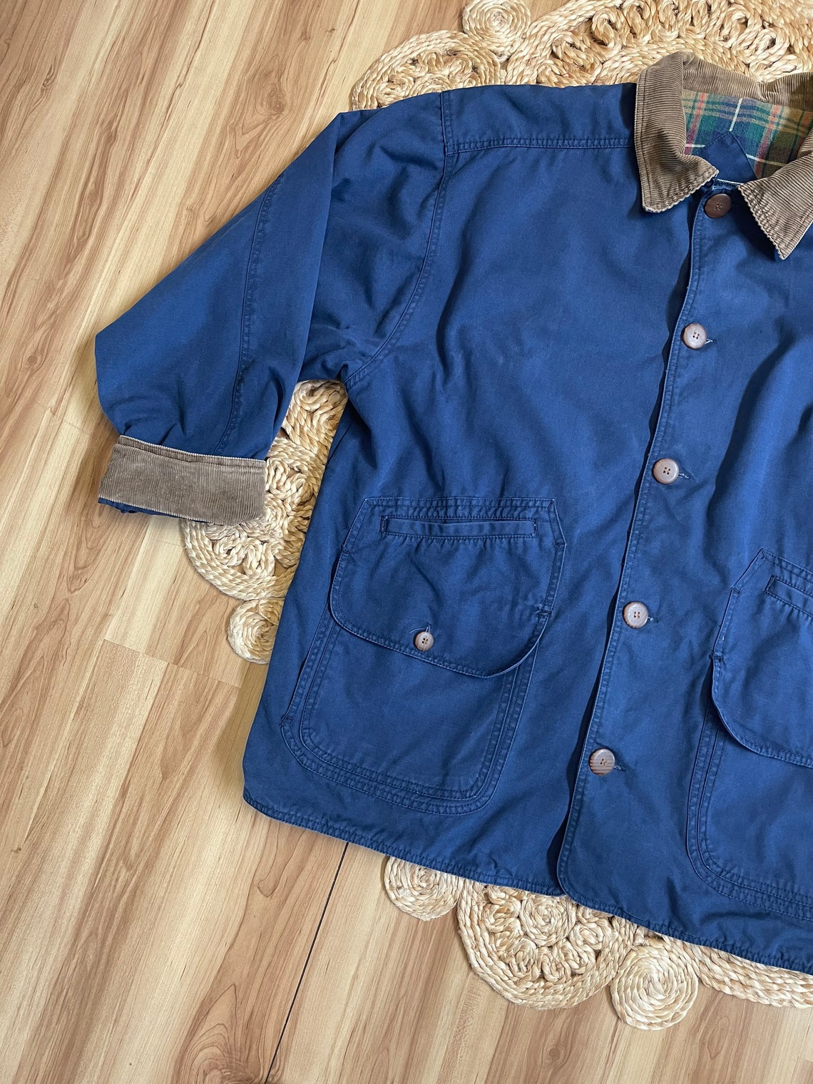 Vintage 90s Women's Chore Jacket Navy Blue Canvas with | Etsy