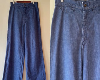Vintage 70’s High Waisted Wide Leg Jeans Bell Bottoms 31” waist Hippie Boho