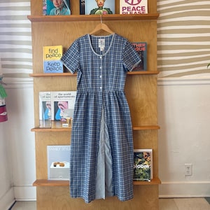 plaid dress 90s style 90s Laura Ashley Plaid Linen Dress-small La Poubelle Vintage