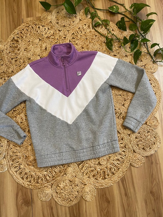 Vintage 90’s FILA Sweatshirt purple white gray si… - image 6