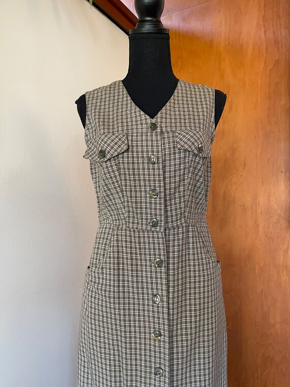 90's All That Jazz Floral Midi Dress Olive Green Pla… Gem