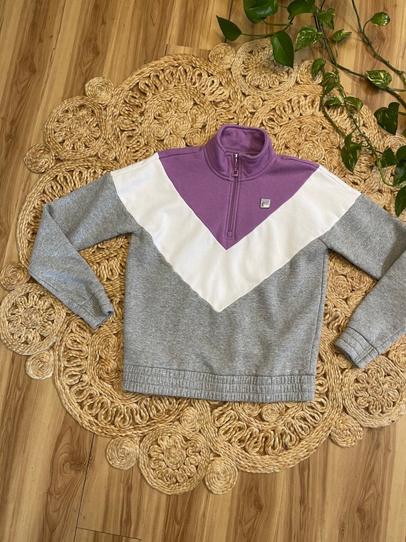 Vintage 90’s FILA Sweatshirt purple white gray si… - image 2
