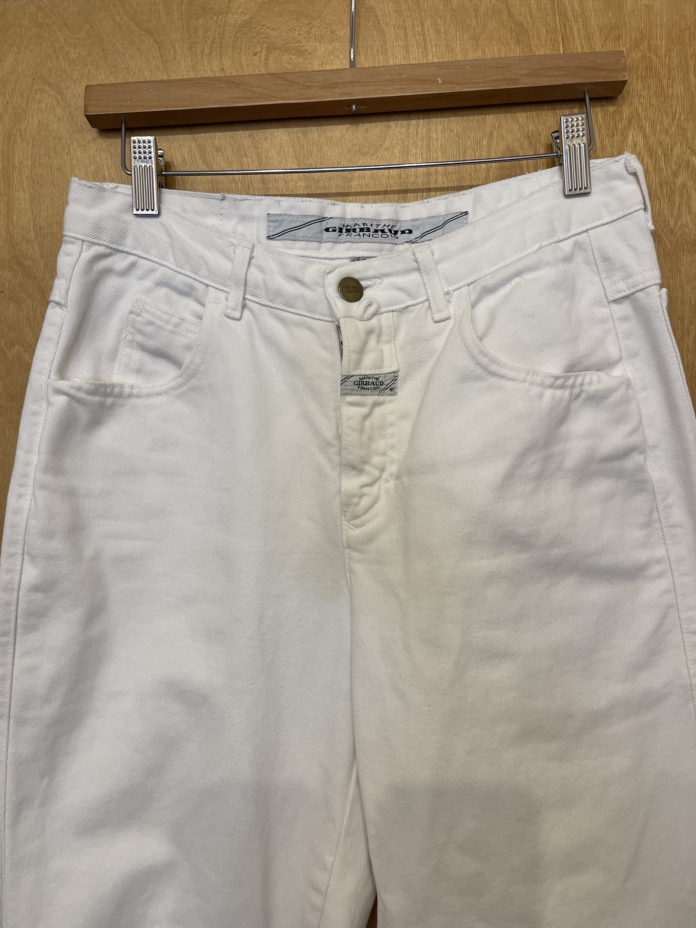 デニム・ジーパン Marithe + Francois Girbaud W HIGH STRAIGHT DENIM PANTS white DENIM - MARITHE FRANCOIS GIRBAUD