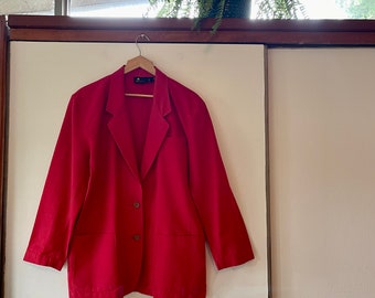 Vintage 90’s Liz Claiborne Lizsport red linen blend blazer size M perfect color