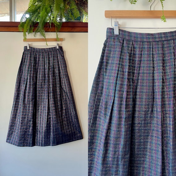 80s metallic plaid skirt - Gem