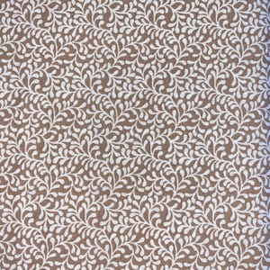 Khaki and White Floral Fabric, Brown Floral Fabric, Beige Floral Quilting Fabric, Caramel Colored Floral Fabric, Khaki Fabric