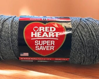 Red Heart Grey Heather Acrylic Yarn: Super Saver Jumbo, Worsted Weight 482 Yards