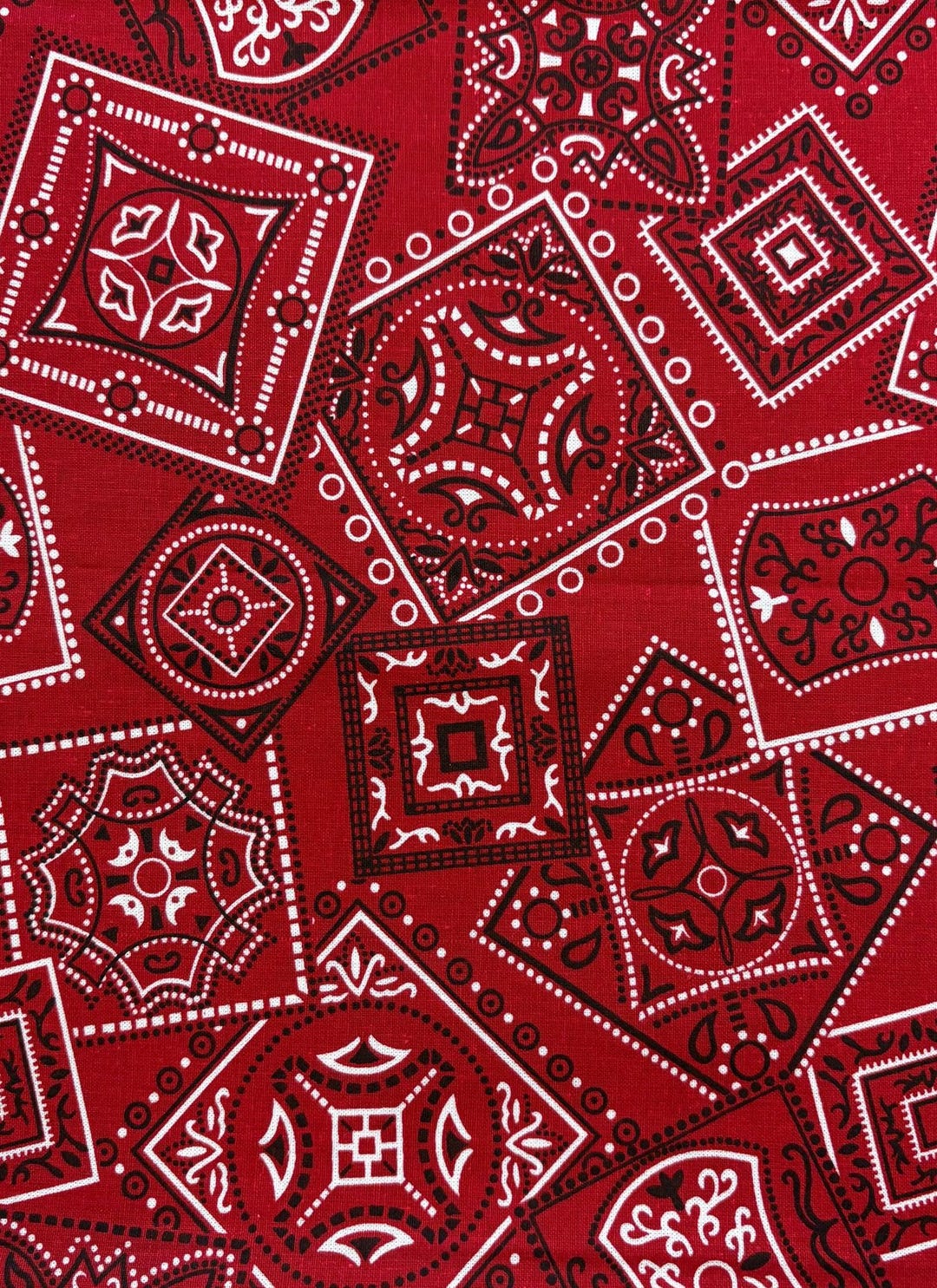 Red Bandana Fabric, Bandana Print Fabric, Red Bandana Pattern Fabric