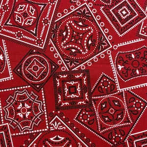Red Bandana Print Fabric: western rodeo