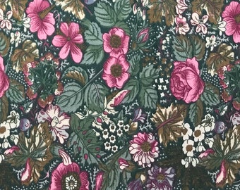 Country Floral Green, Green Floral Fabric, Floral Fabric, Quilting Fabric, Cotton Fabric, Green and Pink Floral Fabric, By The yard